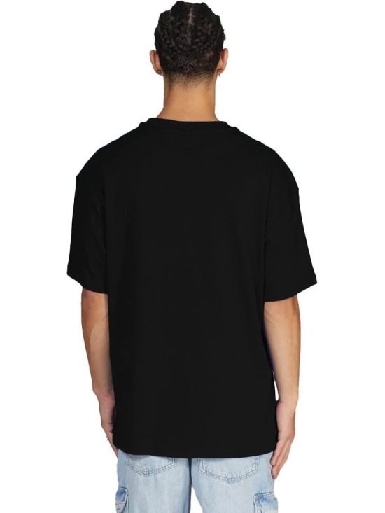 Leotude Cotton Blend Oversized Fit Solid Half Sleeves Mens Round T-Shirt - Black ( Pack of 1 ) - None