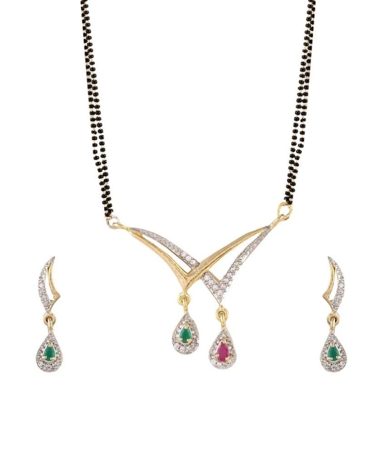 YouBella American Diamond Mangalsutra & Earrings - Set of 2