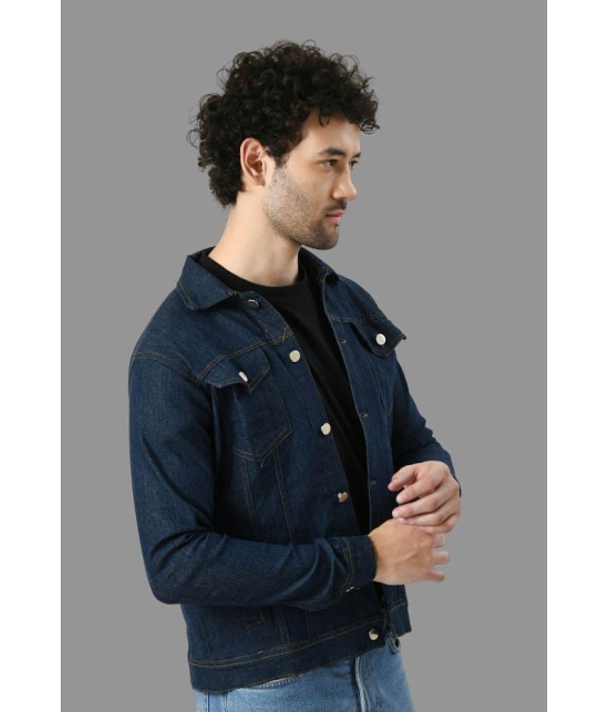 DKGF Fashion Cotton Blend Men''s Denim Jacket - Navy ( Pack of 1 ) - None