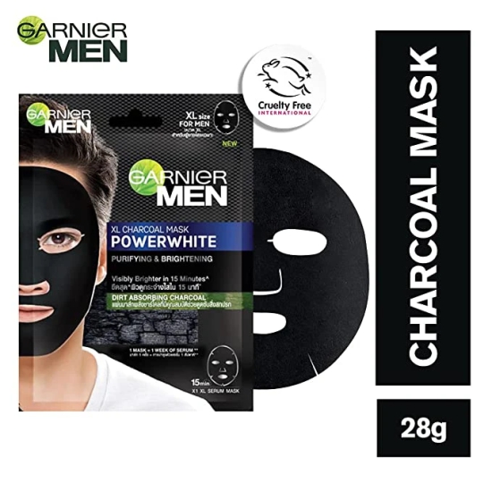 Garnier Men Men Powerwhite Xl Charcoal Mask 28 g Pack 2