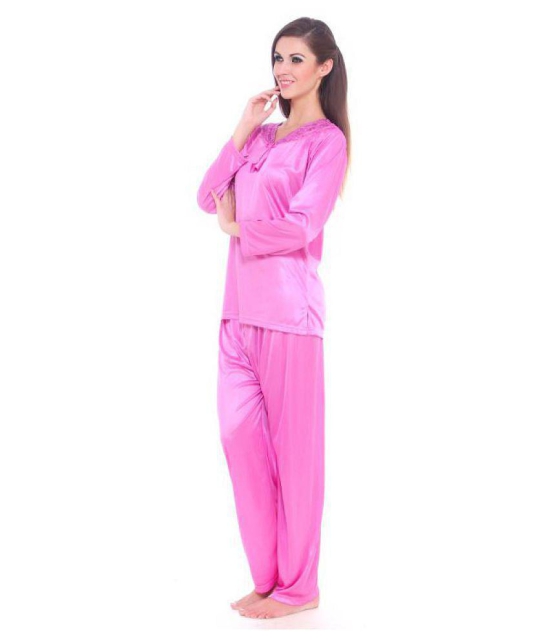 Fasense Satin Nightsuit Sets - Pink - L