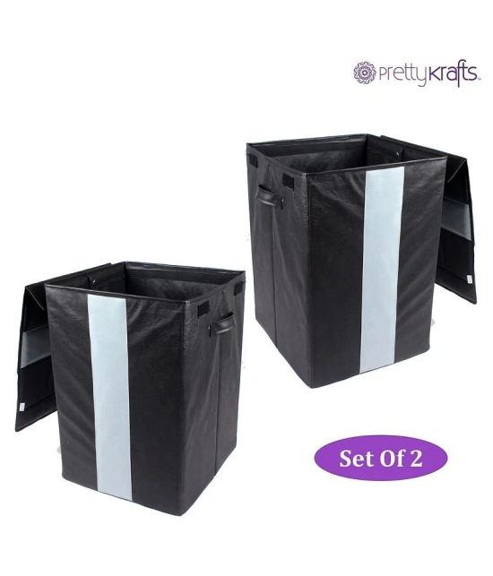 PrettyKrafts Set of 2 PVC Laundry Bag - Black