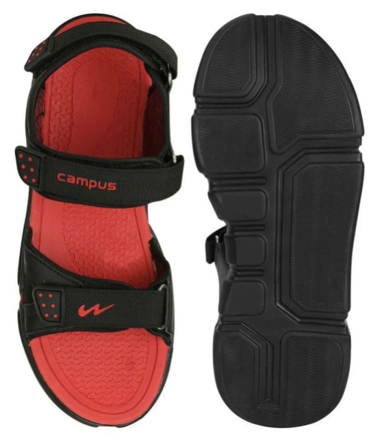 Campus Black Synthetic Floater Sandals - 7