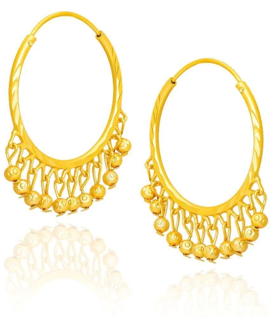 LUV FASHION Golden Hoops Earrings ( Pack of 1 ) - Golden