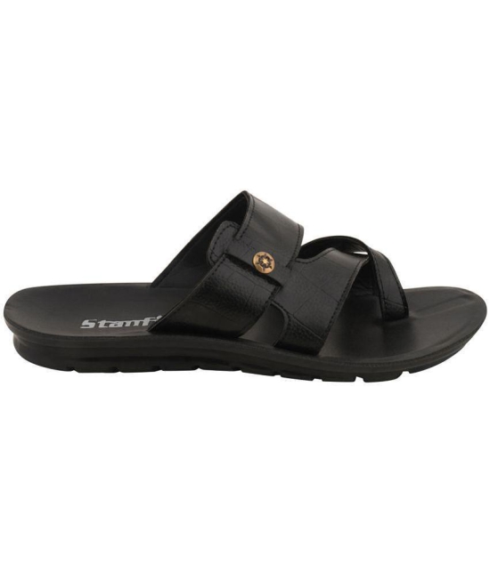 Stanfield - Black Mens Leather Slipper - None