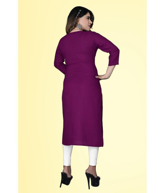 haya fashion - Magenta Rayon Women's Straight Kurti ( Pack of 1 ) - None