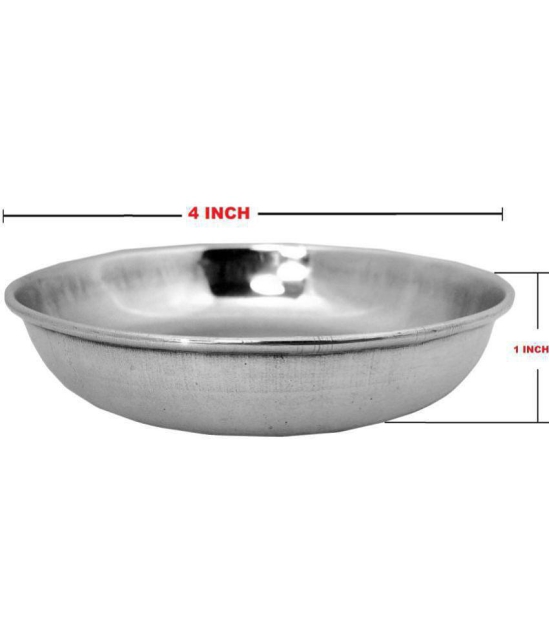 A & H ENTERPRISES - Sweet Dish Bowl / Halwa Plate Stainless Steel Dessert Bowl 100 mL ( Set of 4 ) - Steel