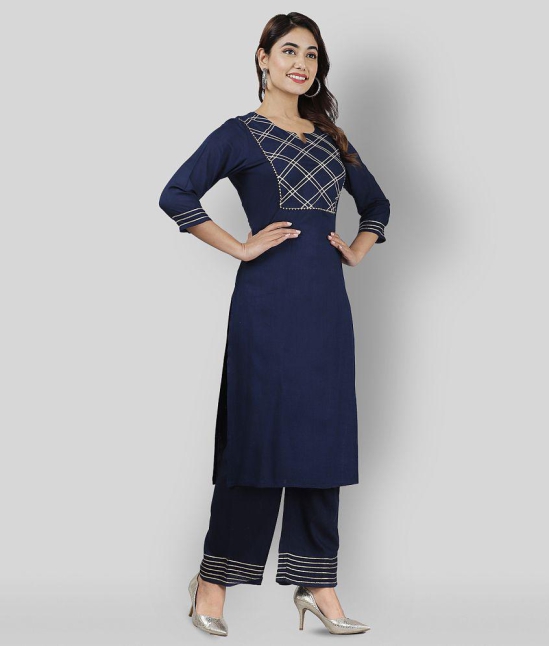 Doriya - Navy Straight Rayon Women's Stitched Salwar Suit ( Pack of 1 ) - None