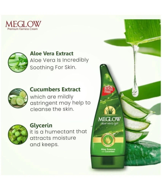 Meglow Aloevera Gel For All Skin Types With Cucumber Extracts 125 g Each Pack Of 3