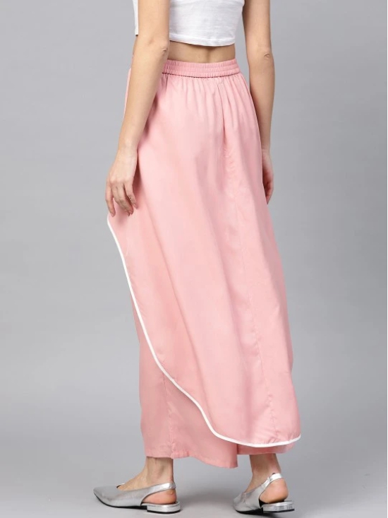 Women Pink Solid Layered Parallel Trousers