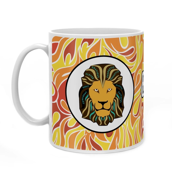 Indigifts Leo Zodiac Gifts Ceramic Microwave Safe Multi Coffee Mug 330 ml - Leo Sign Coffee Mug, Zodiac Coffee Mugs, Sun Sign Mugs, Star Sign Mugs