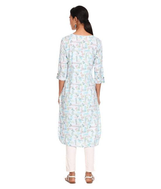 Karigari - Blue Rayon Women's Straight Kurti ( Pack of 1 ) - XS