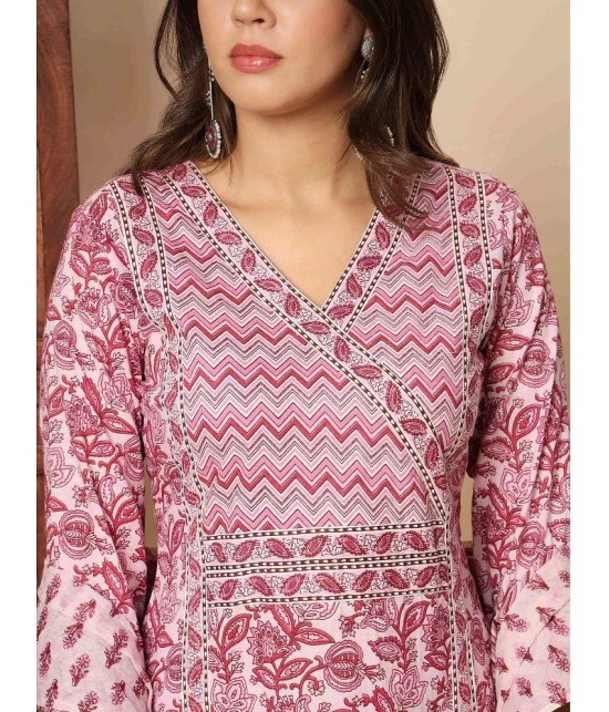 Vbuyz Cotton Printed Kurti With Pants Women's Stitched Salwar Suit - Pink ( Pack of 1 ) - None