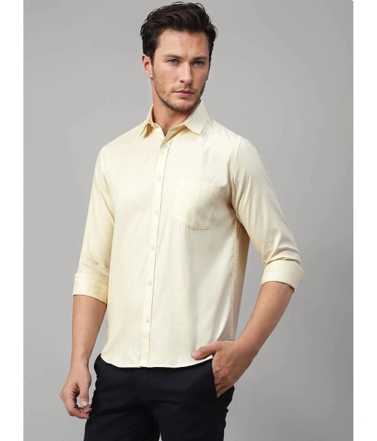 UrbanMark Cotton Blend Slim Fit Solids Full Sleeves Mens Casual Shirt - Yellow ( Pack of 1 ) - None