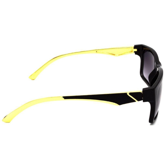 Hrinkar Grey Rectangular Sunglasses Brands Golden Frame Goggles for Men & Women - HRS317-BK