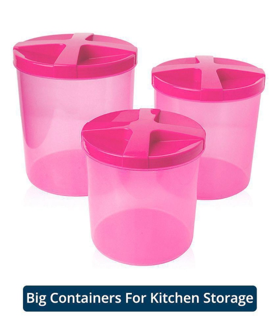 HOMETALES Multi-Purpose Container 4600ml,3200ml,2200ml,Pink Lid (3U) - Pink