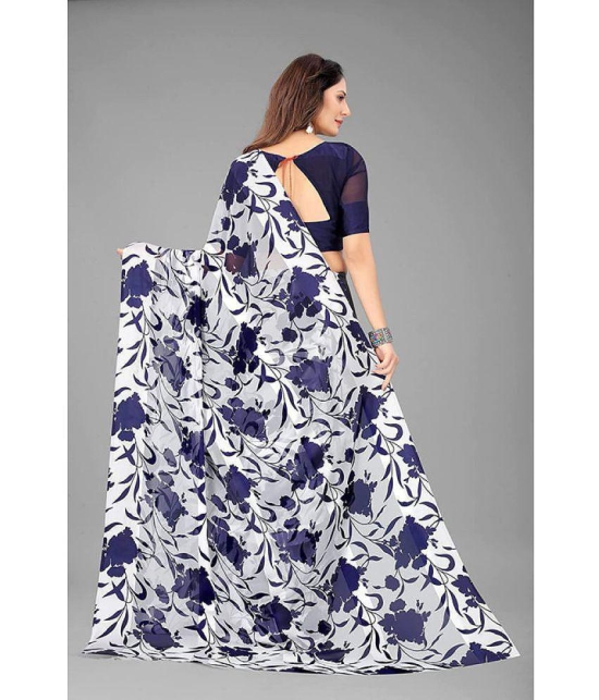 Sitanjali - Navy Blue Georgette Saree With Blouse Piece ( Pack of 1 ) - Navy Blue