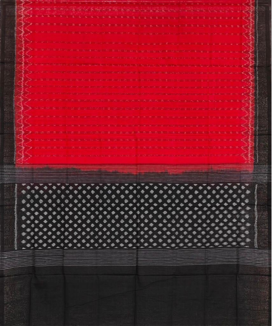 Red Black Sambalpuri Handwoven Single Ikat Cotton Dupatta