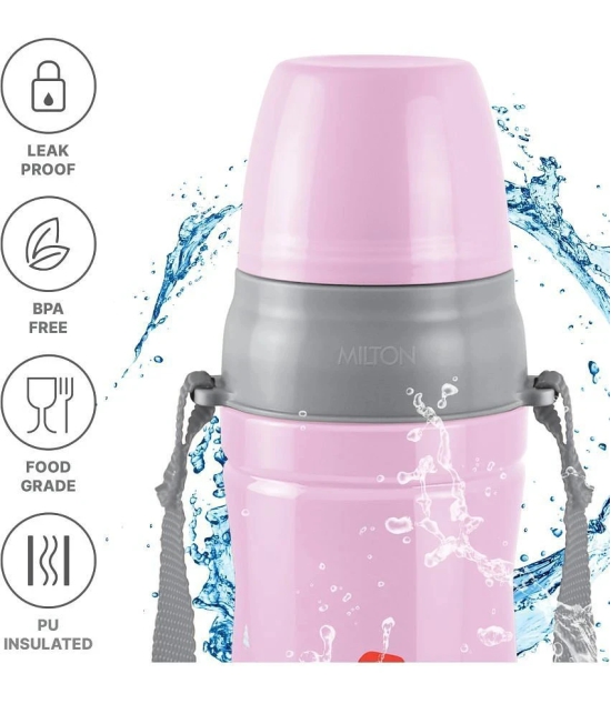 Milton Kool Cheer 600 Insulated Water Bottle, 1 Piece, 520 ml, Light Pink | School Bottle | Picnic Bottle | Sipper Bottle | Leak Proof | BPA Free | Food Grade | Easy to Carry - Pink