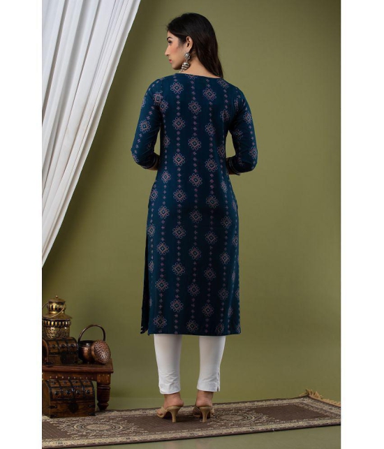 Lee Moda - Blue Rayon Women's Straight Kurti ( Pack of 1 ) - XXL