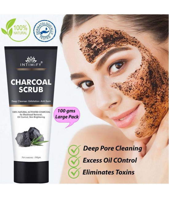 Intimify Charcoal Scrub, ubtan face scrub, blackhead scrub, blackhead removing cream, black head remover, face mask, 100 gm