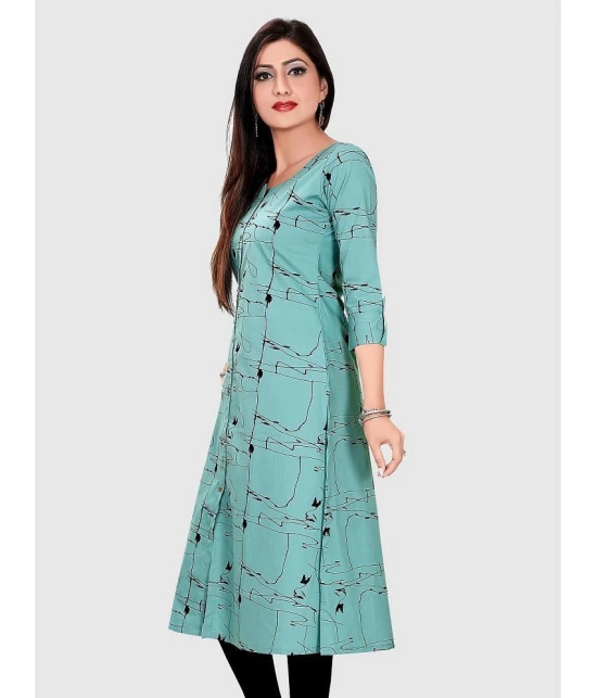 Meher Impex - Sea Green Cotton Blend Womens A-line Kurti ( Pack of 1 ) - None