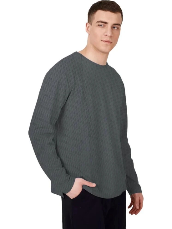 Leotude Cotton Blend Regular Fit Solid Full Sleeves Mens Round T-Shirt - Grey ( Pack of 1 ) - None