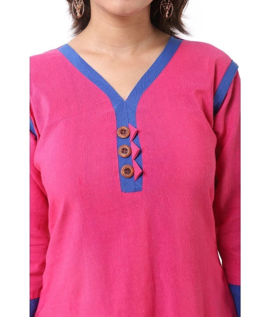 DESHBANDHU DBK - Pink Cotton Womens Straight Kurti - None