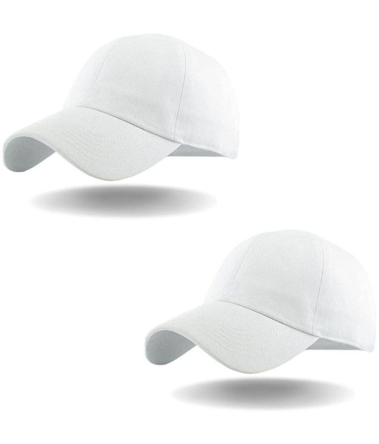 THRIFTKART White Cotton Blend Mens Cap ( Pack of 2 ) - White