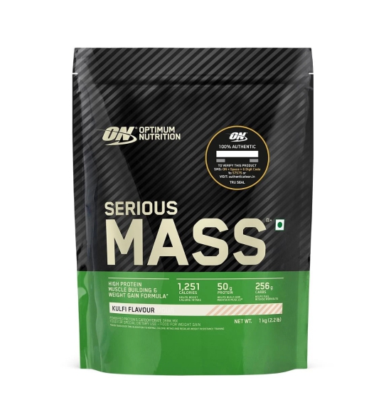 Optimum Nutrition ON Serious Mass High Protein Weight Gain PowderVeg Chocolate with 23 Vitamins-Minerals Glutamine  3g Creatine.-Optimum Nutrition (ON) Serious Mass 3kg | 50g Protein | Vanilla Fl