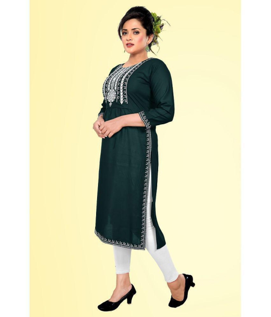 haya fashion - Green Rayon Women's Straight Kurti ( Pack of 1 ) - None