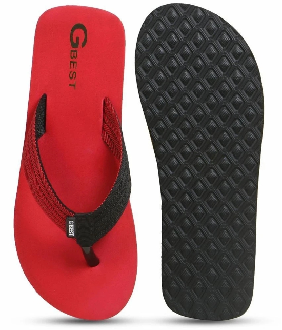 G Best Red Mens Thong Flip Flop - None