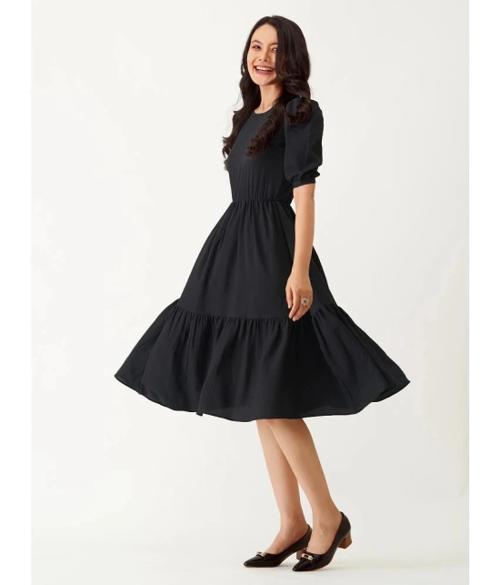 JASH CREATION - Black Rayon Womens Fit & Flare Dress ( Pack of 1 ) - None