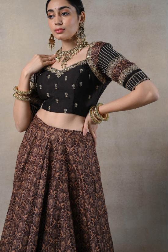 Padmini Poshak Deep Brown lehenga Set-XS