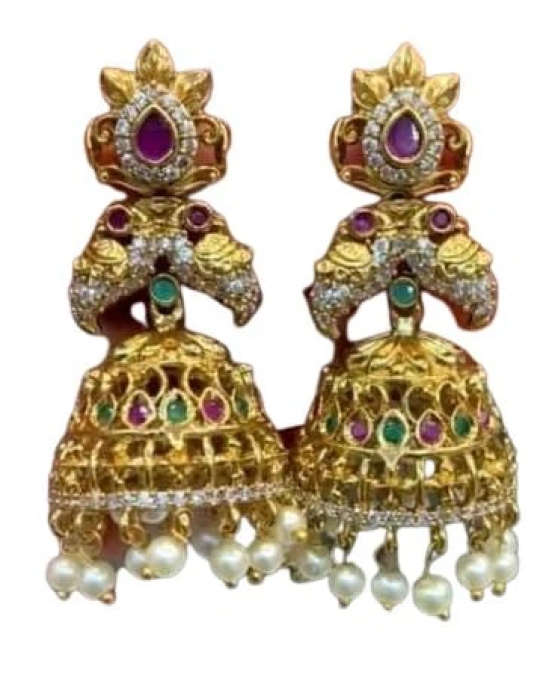 Gold Plated Kundan and Pearl Drop Earrings