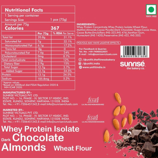 UNIFIT Whey Protein Almond Brownie Pack of 4