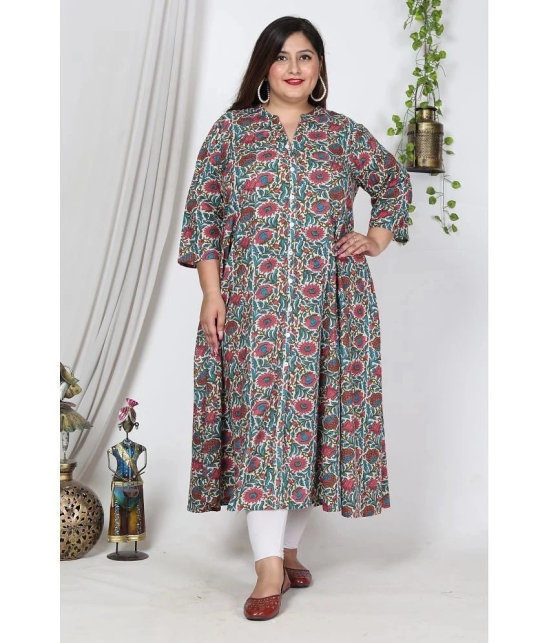 Swasti Cotton Blend Printed Flared Womens Kurti - Off White ( Pack of 1 ) - None