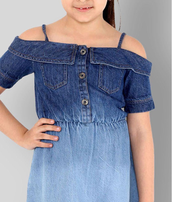 Naughty Ninos - Blue Denim Girl's A-line Dress ( Pack of 1 ) - None