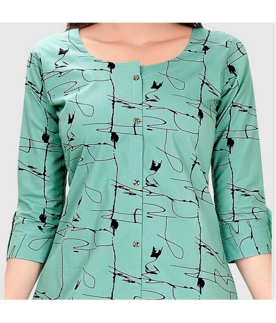 Meher Impex - Sea Green Cotton Blend Womens A-line Kurti ( Pack of 1 ) - None