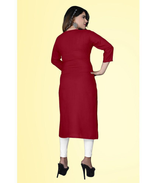 haya fashion - Maroon Rayon Women's Straight Kurti ( Pack of 1 ) - None