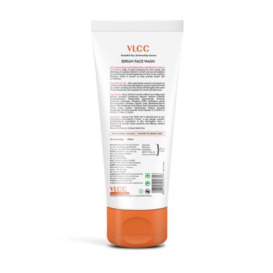 VLCC Serum Facewash - 100 ml | with Vitamin C Serum & Mulberry to Reduce Blemishes & Bright Glow | Dermatologically Tested