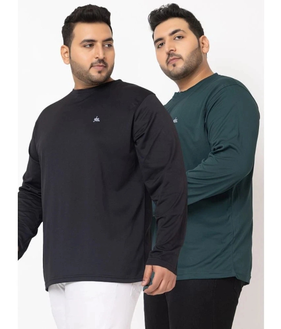 YHA Cotton Blend Regular Fit Solid Full Sleeves Mens T-Shirt - Black ( Pack of 2 ) - None