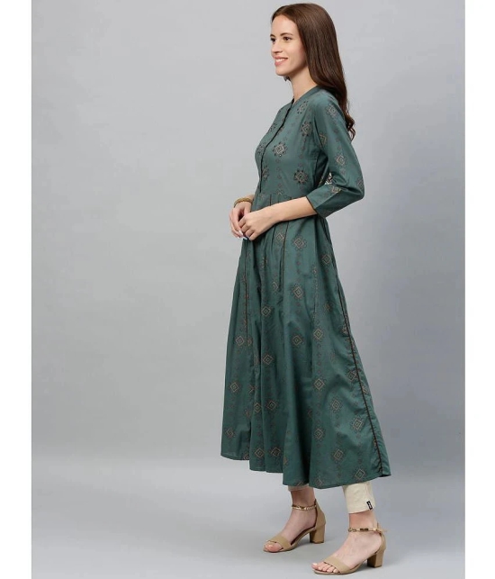 KIPEK - Green Cotton Womens Anarkali Kurti ( Pack of 1 ) - None