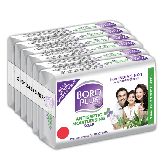 BoroPlus Antiseptic + Moisturising Soap - Neem, Tulsi & Aloe Vera 125gm (Pack of 6)