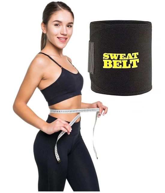 HORSE FIT Sweat Slim Belt for Women Belly Fat Made of Neoprene, Stomach Belt for Men and Women Non-Tearable, Belt for Tummy Exercise Fitness Waist Trainer, Slim Belt for Men - Black