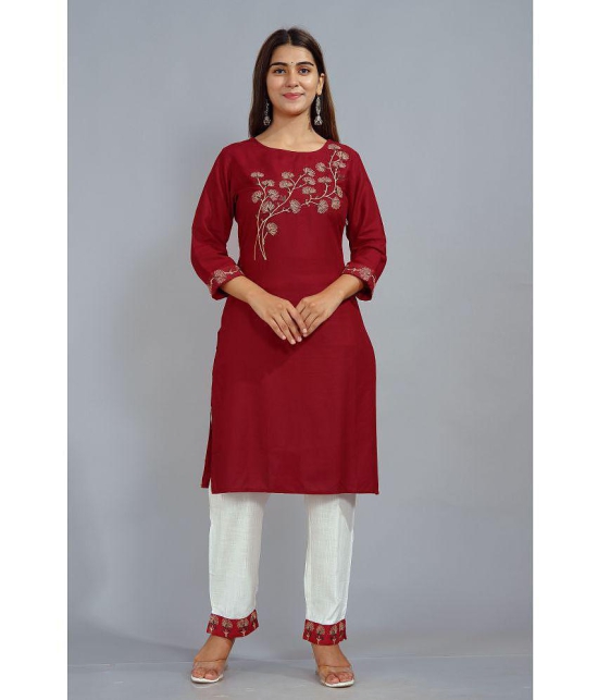 SIPET - Maroon Straight Rayon Women''s Stitched Salwar Suit ( Pack of 1 ) - None