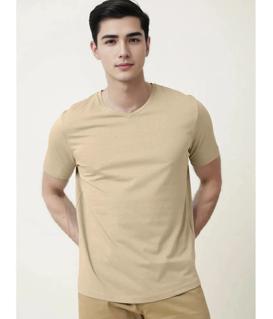 Radprix Cotton Regular Fit Solid Half Sleeves Mens T-Shirt - Beige ( Pack of 1 ) - None