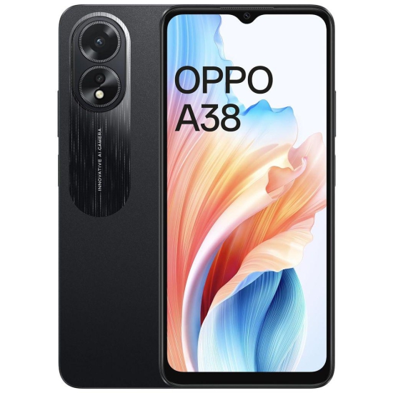 OPPO A38 (Glowing Black, 4GB RAM, 128GB Storage) | 5000 mAh Battery and 33W SUPERVOOC | 6.56 HD 90Hz Waterdrop Display | 50MP Rear AI Camera