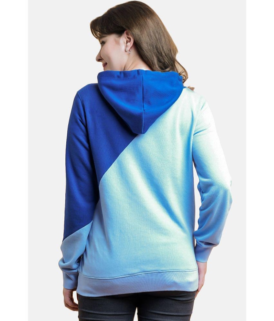 NUEVOSDAMAS Cotton Blue Hooded Sweatshirt - None