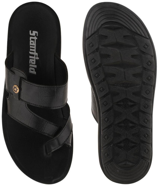 Stanfield - Black Mens Leather Slipper - None